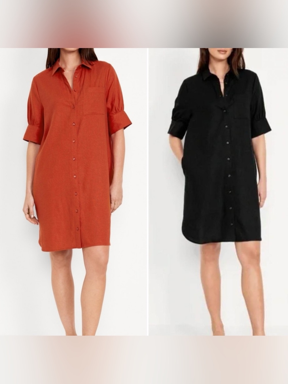 Bundle (2) Old Navy Linen Shirt Dress XL Short Sleeve Pockets